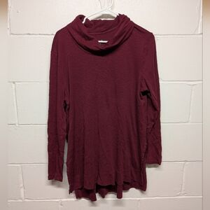 J. Jill Maroon Pima Cowl Neck Tunic Long Sleeve Top Womens Large